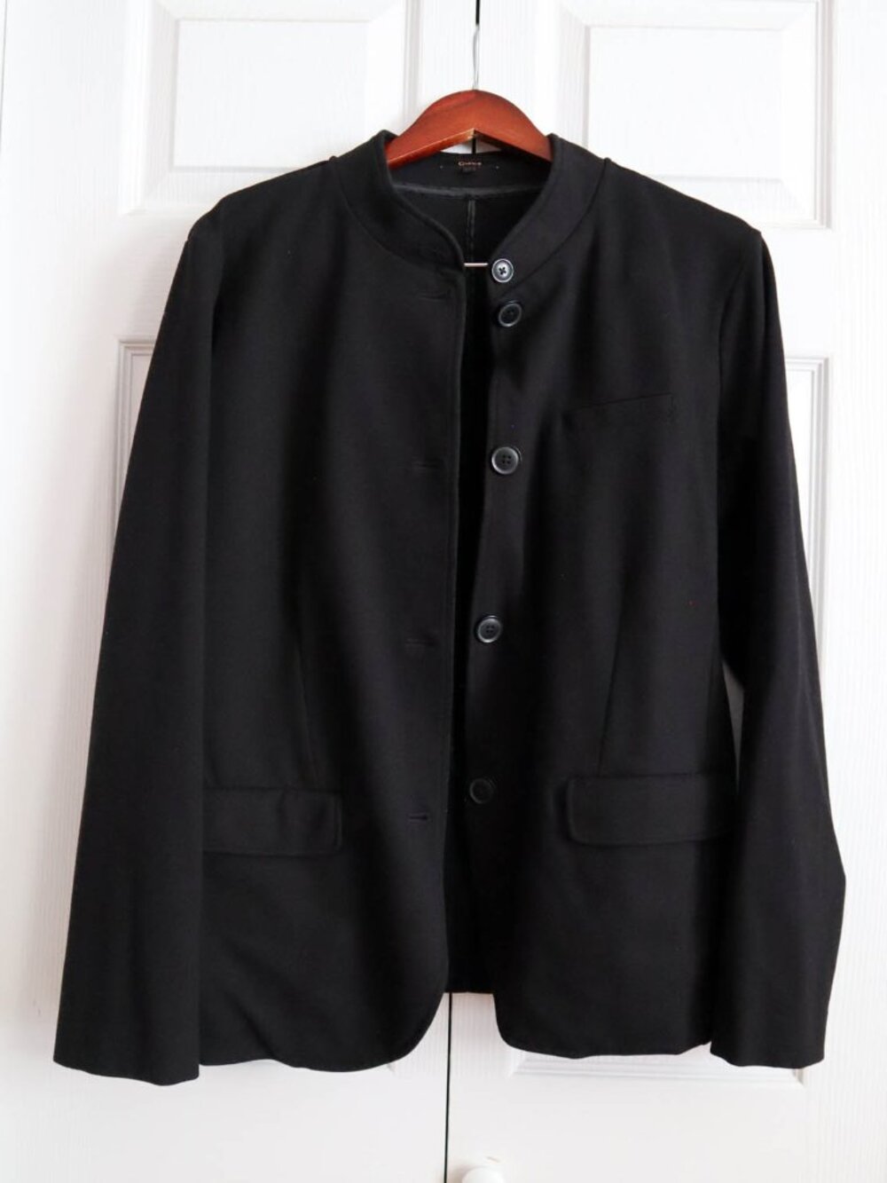 Quince Ultra-Stretch Ponte Knit Stand Collar Blazer Sz XL Black Business Office